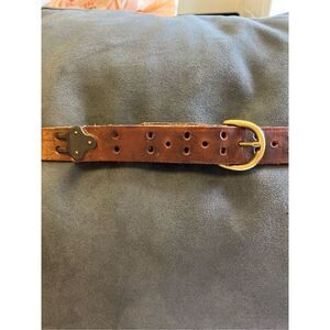 MRT Brown Rustic Western Boho Leather Buckle & Hook Belt sz M 35-36”
